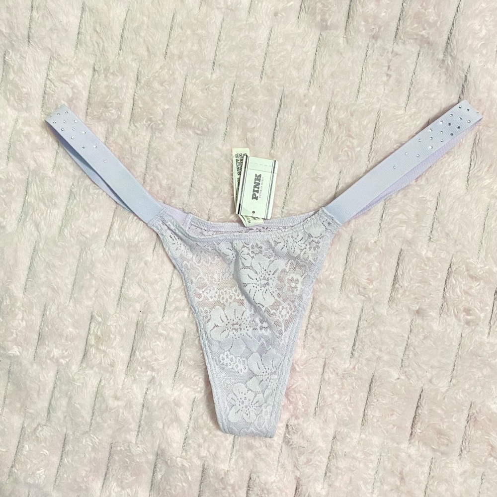 Vs pink rhinestone thong
